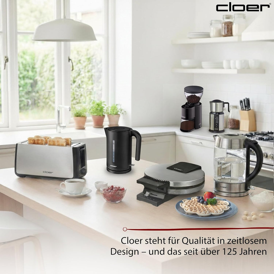 Cloer 4110 Wasserkocher, 2200 W, grosse Wasserstandsanzeige, Kalkfilter, Trockengeh- und Überhitzung