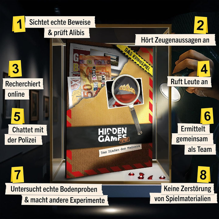 Hidden Games Tatort - Das Diadem der Madonna, Krimispiel für Erwachsene, Detektivspiel, Cold Case, F