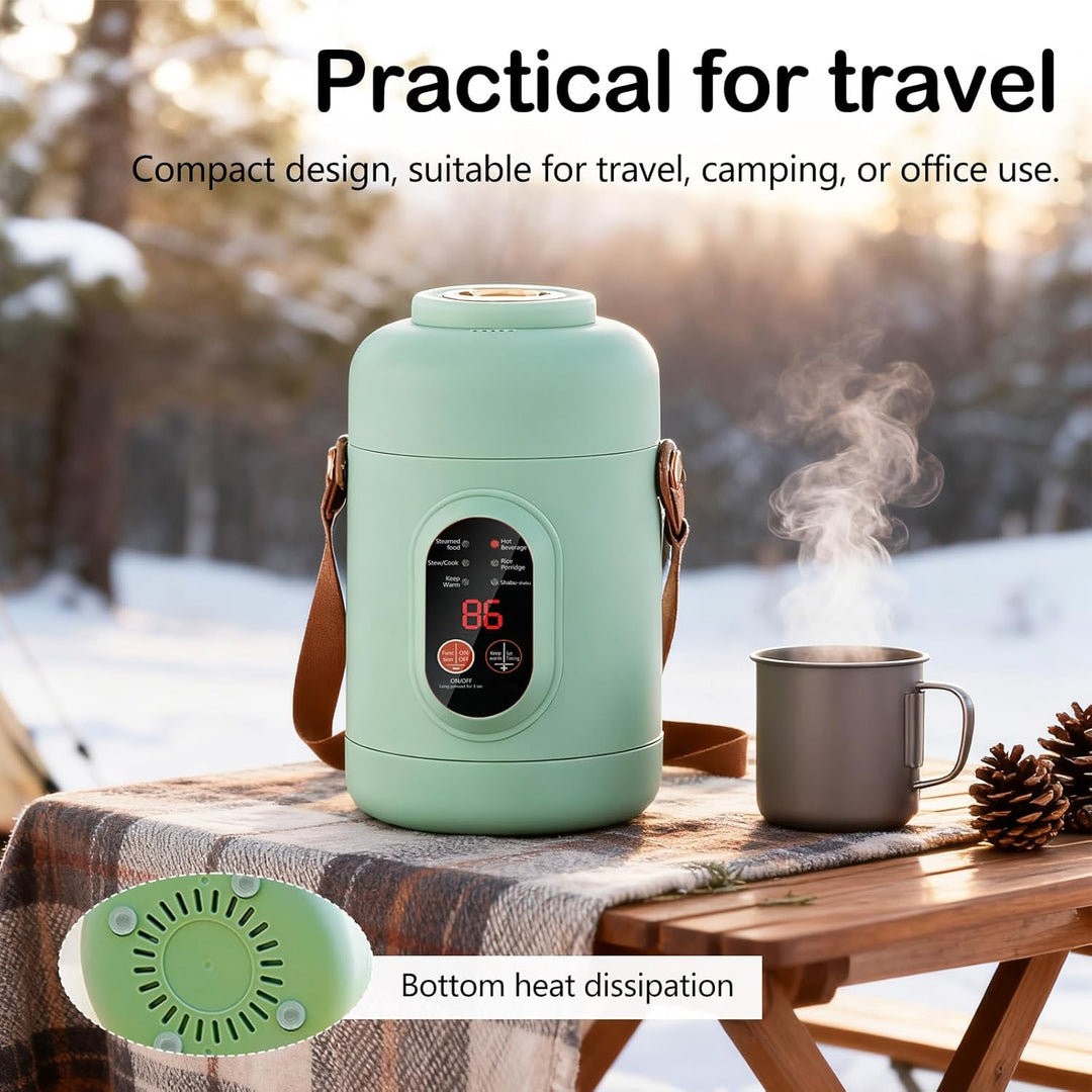Elektrischer Hot Pot, Tragbarer Elektrischer Topf 800ML Ramen-Kocher mit 6 Modi & Timer Reise-Kochto