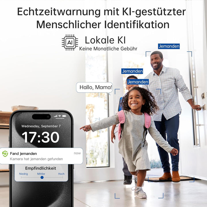 SYMYNELEC 2K 4MP Überwachungskamera Innen 360°, 5GHz/2,4GHz WLAN Überwachung mit KI Bewegungserkennu