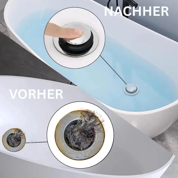 Ablaufgarnitur für Badewanne & Duschwanne 1 1/2 Zoll – Click Clack/Pop-Up Ventil aus Messing Chrom –