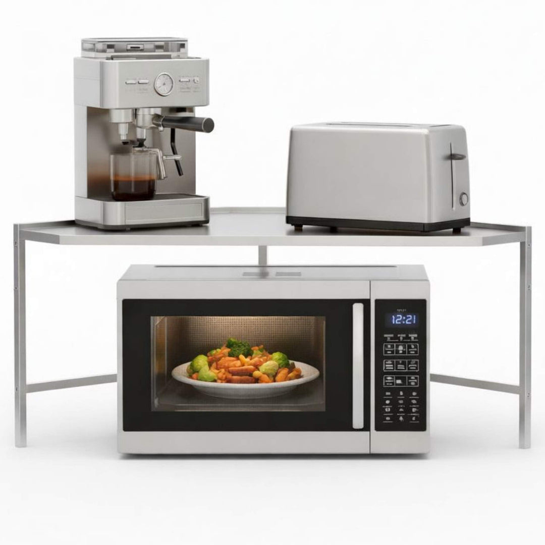 DanDiBo Mikrowellenregal Eckregal Küche Stehend Arbeitsplatte 72x72 cm Edelstahl 2 Stufig 96690 Mikr