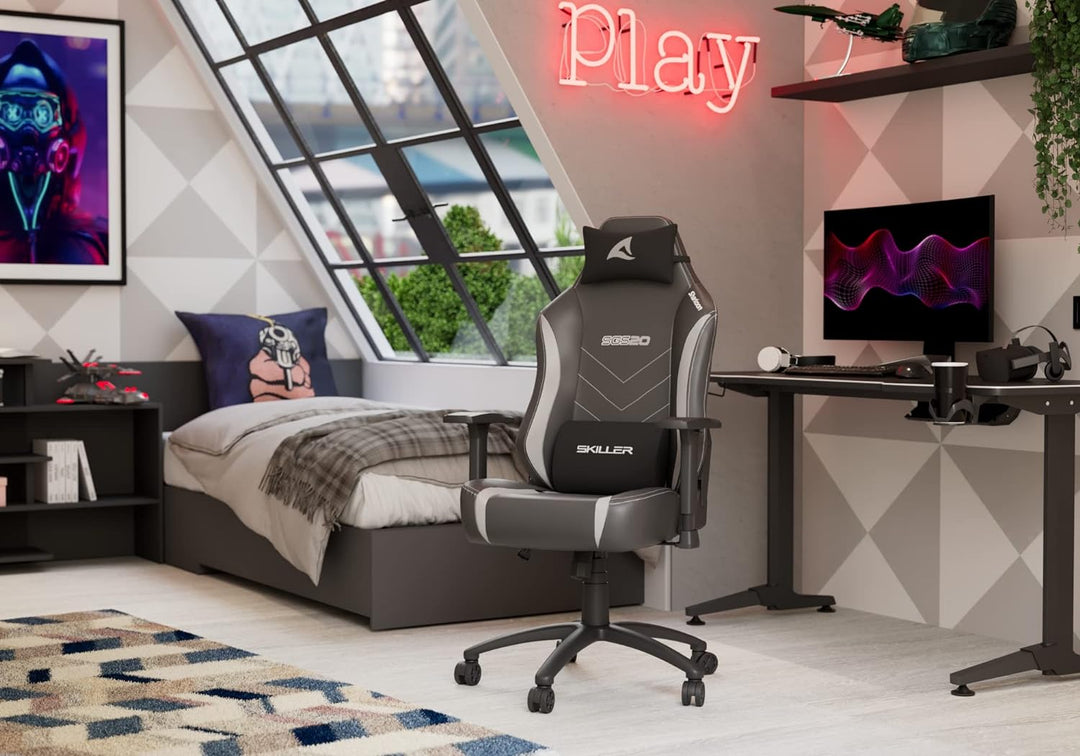 Sharkoon, Kunstleder, Schwarz/Grau Skiller SGS20 Gaming Stuhl, Normal