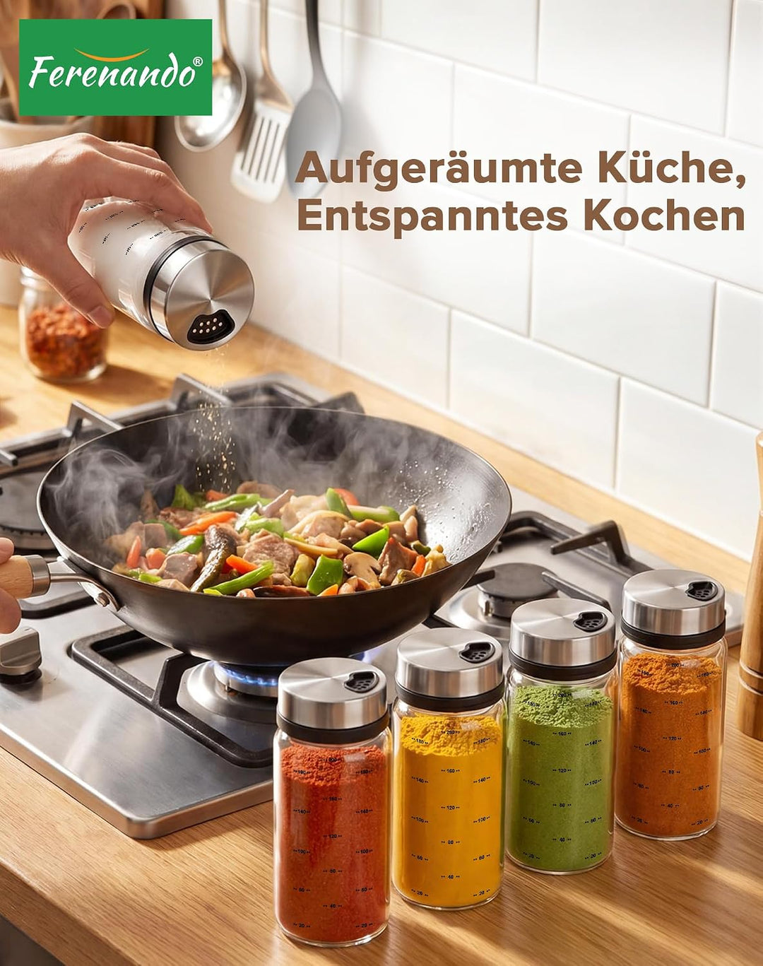 5 Stk Gewürzgläser mit Drehdeckel, Borosilikatglas Gewürzstreuer | 200ml Gewürzgläser Glas Rund mit