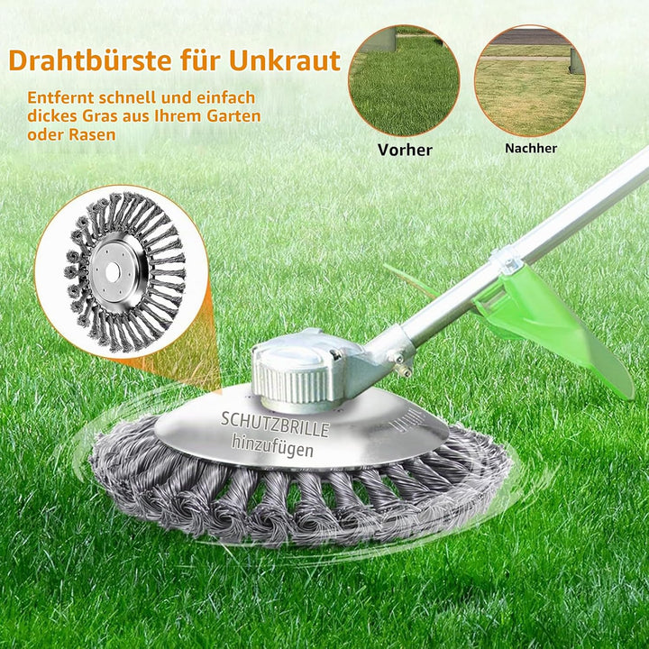 2 Pcs Profi Unkrautbürste für Freischneider, Edelstahl Unkrautbürste, 25,4 mm Kegel Unkrautbuerste m