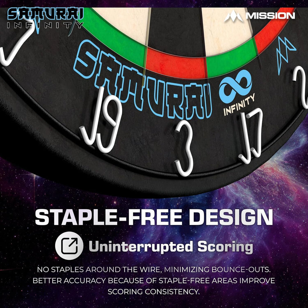 Mission Darts Samurai Infinity | Professional Competition Standard Dartboard with Ultra Thin Knife L