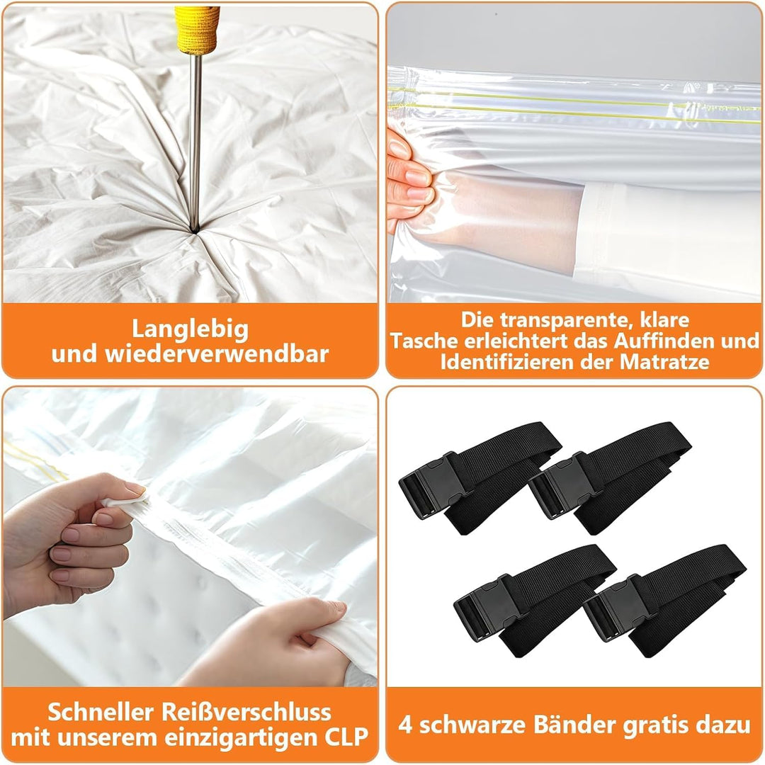 Dicke, starke Jumbo-Vakuum-Aufbewahrungsbeutel (240 x 250 cm) – für Matratzen (Super King/Double/Que