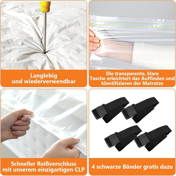 Dicke, starke Jumbo-Vakuum-Aufbewahrungsbeutel (240 x 250 cm) – für Matratzen (Super King/Double/Que