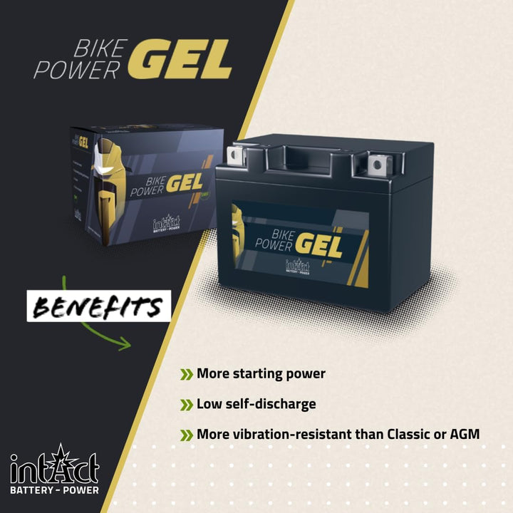 intAct Bike-Power GEL12-6-B, CB16-B, 51912, 12V 19Ah, 280 A (EN) Motorradbatterie Wartungsfreie Gel