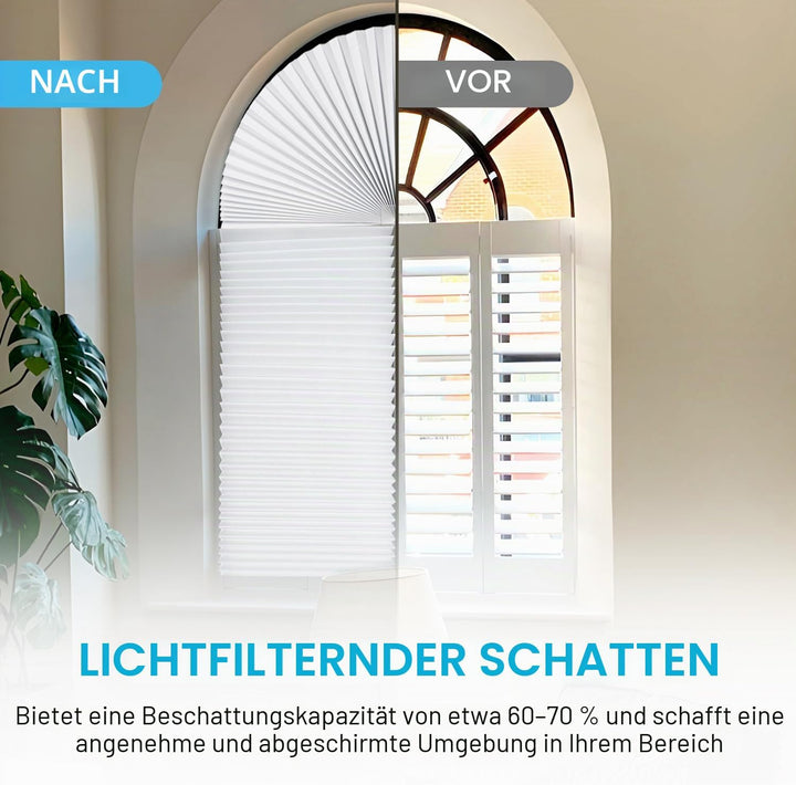 Bogenfenster-Plissee-Jalousien für halbrunde Bogenfenster, einfach zu schneiden und zu installieren,