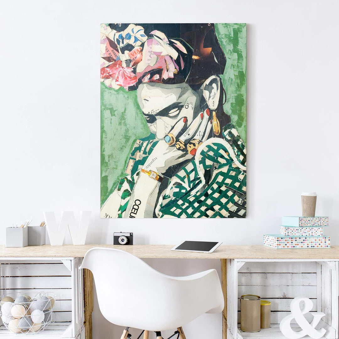 Bilderwelten Leinwandbild - Frida Kahlo - Collage No.3 - Hochformat 4:3 80cm x 60cm, 80cm x 60cm