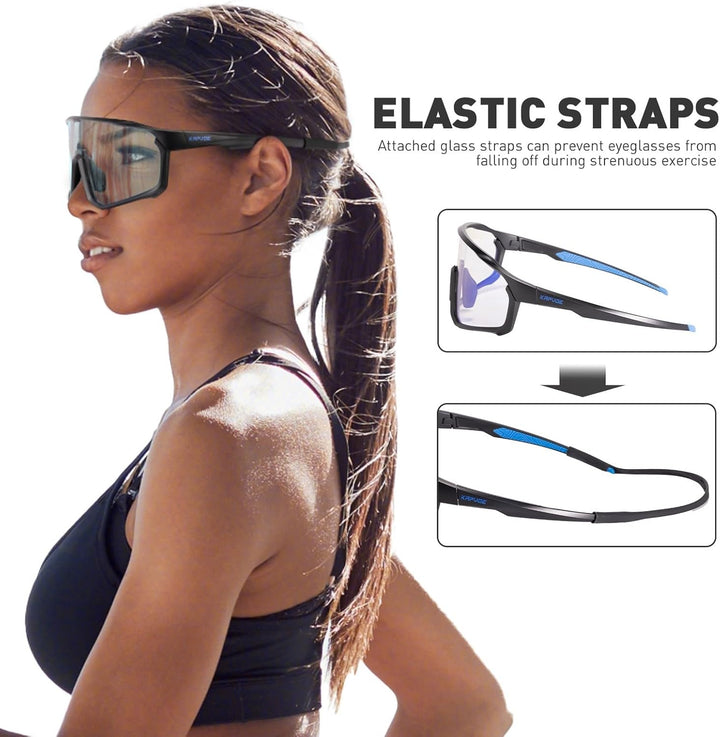 KAPVOE Fahrradbrille Selbsttönend Sportbrille Herren Damen Sonnenbrille Mountain Bike Brille MTB Kla