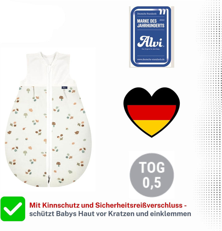 Alvi Schlafsack Baby Mäxchen light I leichter Babyschlafsack ärmellos I Sommerschlafsack Jungen und