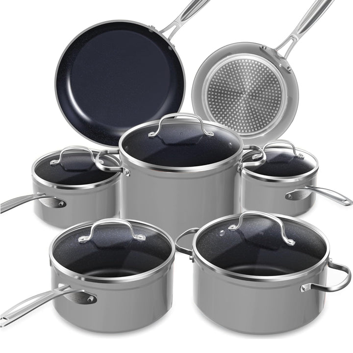 Nuwave Topfsets Pfannenset 12-Teilig Antihaft- Keramik von G10 Duralon Blue, Kochtöpfe mit Topfdecke