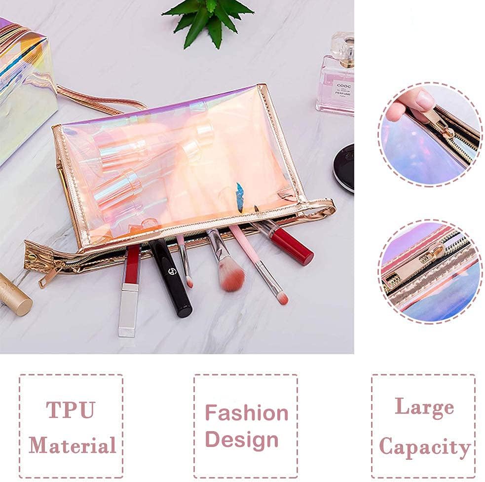 Tragbar Reisen Waschbeutel, 2 Stück Make Up Tasche Tragbar, Transparent Kosmetiktasche, with Zipper,