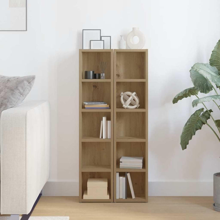 vidaXL CD-Regale 2 STK. Artisan-Eiche 21x16x93,5 cm Holzwerkstoff, CD-Schrank, CD-Ablage, Standregal