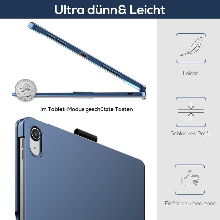 typecase Hülle mit Tastatur für iPad 11 Generation 2025 A16 11 Zoll, 10 Generation 10,9 Zoll,360°dre