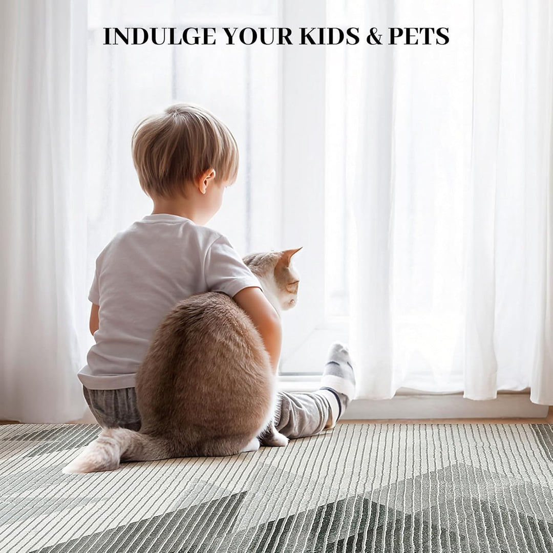 ASIinnsy Teppich Wohnzimmer Schlafzimmer Kurzflor Teppiche Modern Grosser Teppich rutschfest Weich A