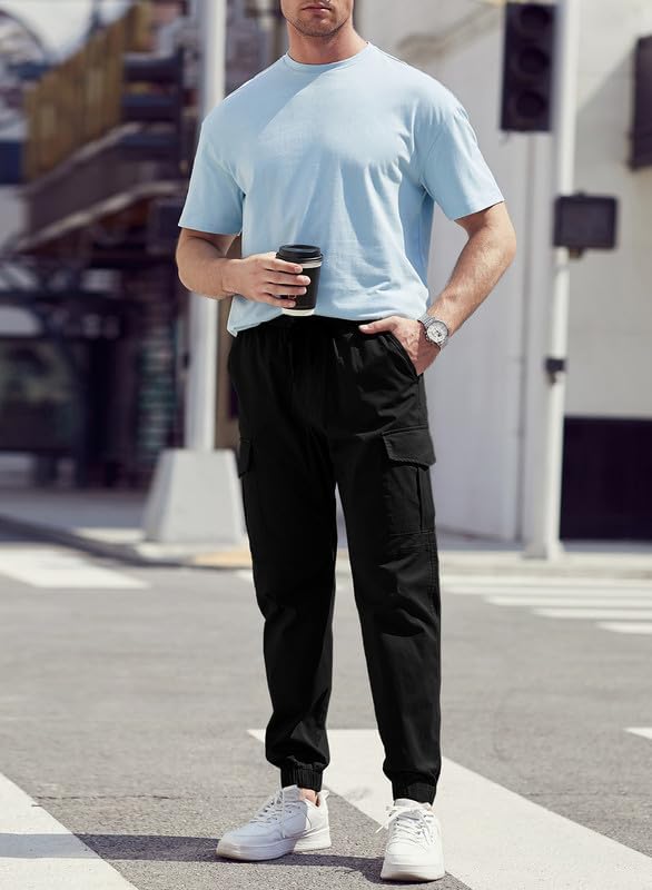 Elegancity Cargohose Herren Chino Hose mit 6 Taschen Cargo Hose Stretch Jogginghose für Männer mit B