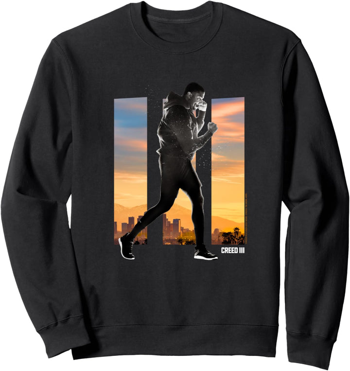 Creed 3 Adonis Creed Sunset Skyline Split Panel Poster Sweatshirt
