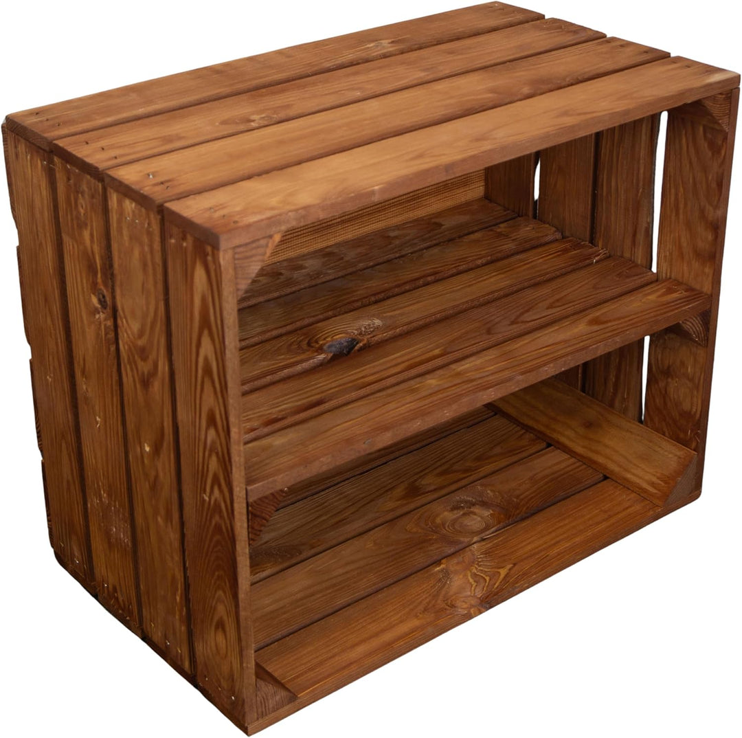 Kistenkolli Altes Land Holzkiste Ocker Schuhablage Schuhständer DIY Upcycling Regalbau Schuhaufbewah