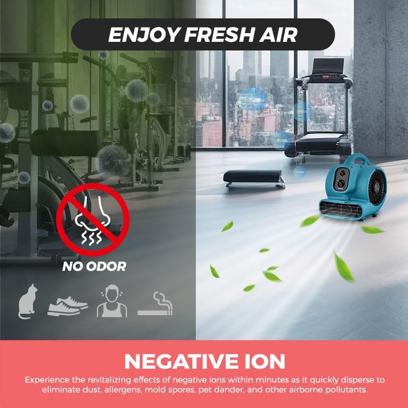XPower Mighty Centrifugal Air Mover, Carpet Dryer, Floor Fan, Blower, Stackable, Daisy Chain, for Wa