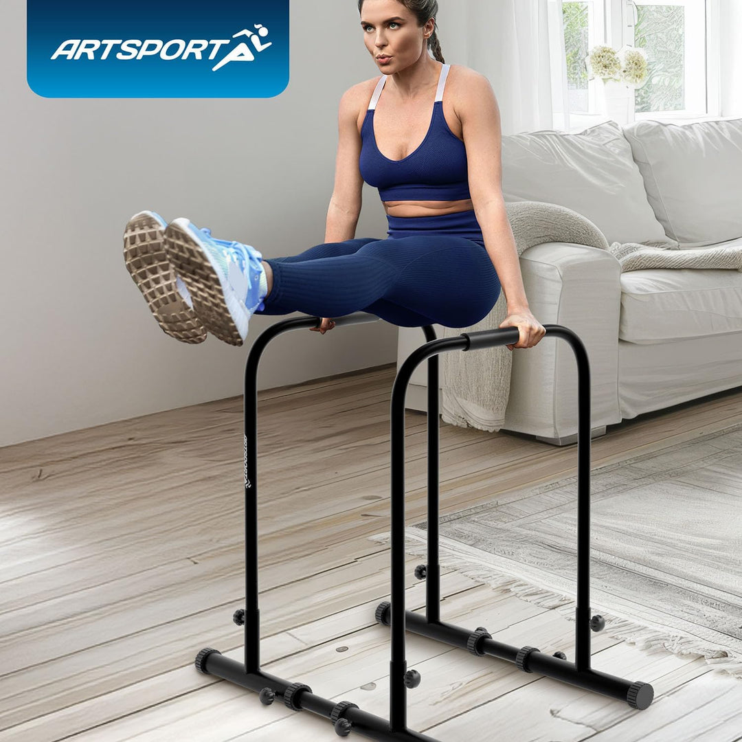 ArtSport Dip Barren - Dip Station bis 500 kg belastbar - Liegestützgriffe - Fitness Stange verstellb
