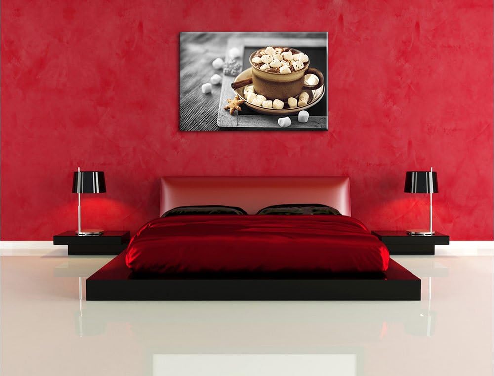 Pixxprint Kakaogetränk mit Marshmallows als Leinwandbild | Grösse: 100x70 | Wandbild| Kunstdruck | f