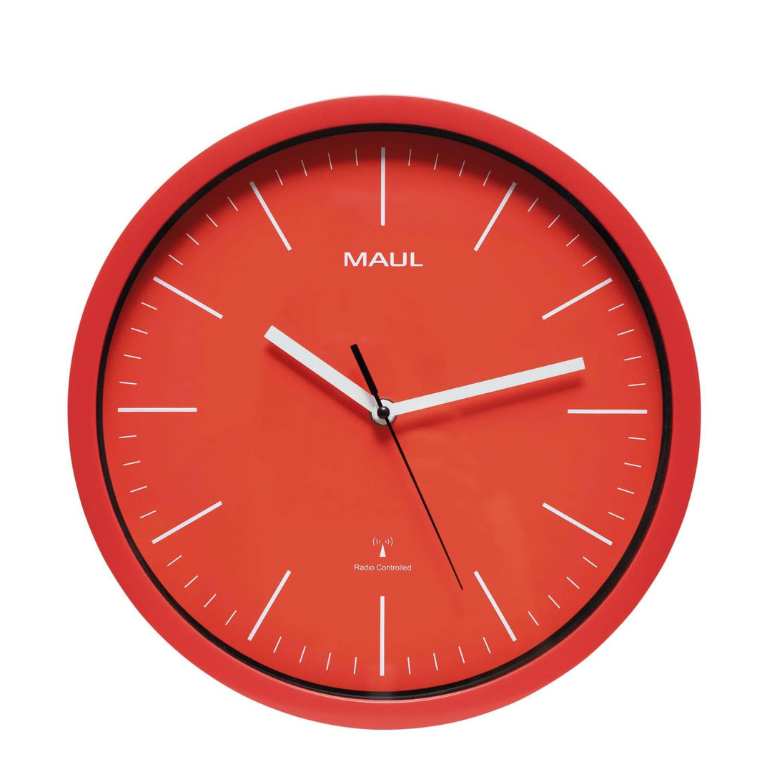Maul Wanduhr MAULjump Ø 30,5 cm | stilvolle Funkuhr mit Mineralglas | automatische Zeiteinstellung |