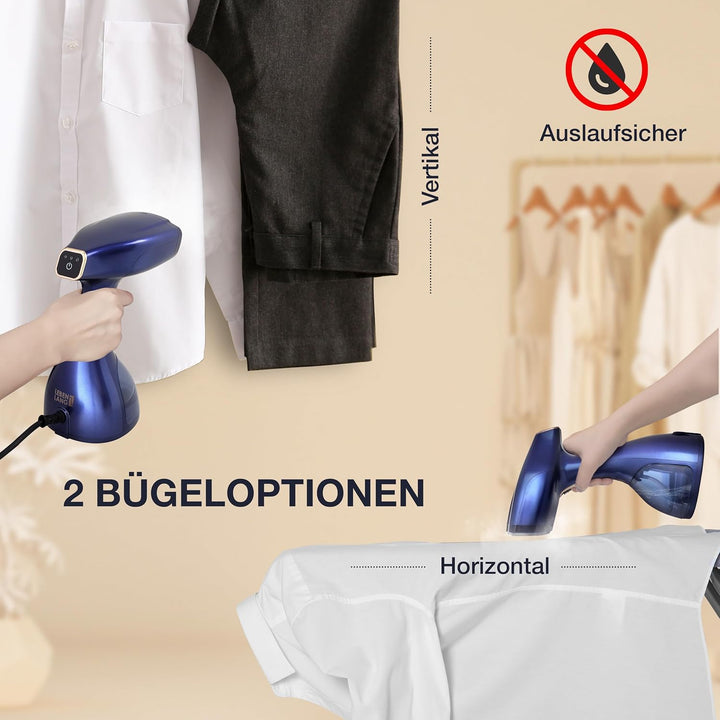 LEBENLANG Steamer Dampfglätter 1500W & 25g/min LCD - 300ml Dampfbürste mit Bügelhandschuh - Dampf Gl