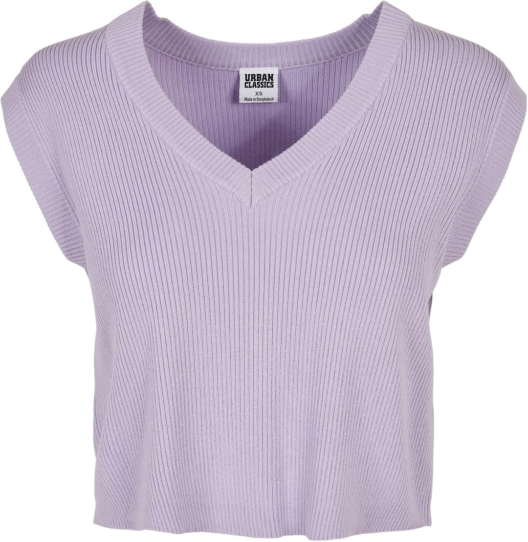Urban Classics Damen Pullunder Ladies Short Knittd Slip On, V-Ausschnitt Oberteil aus Strick für Fra
