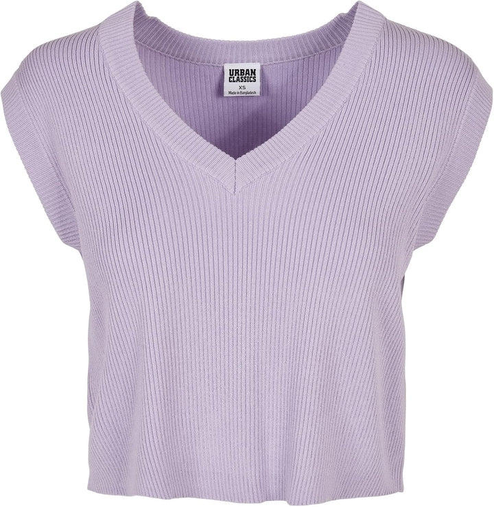 Urban Classics Damen Pullunder Ladies Short Knittd Slip On, V-Ausschnitt Oberteil aus Strick für Fra