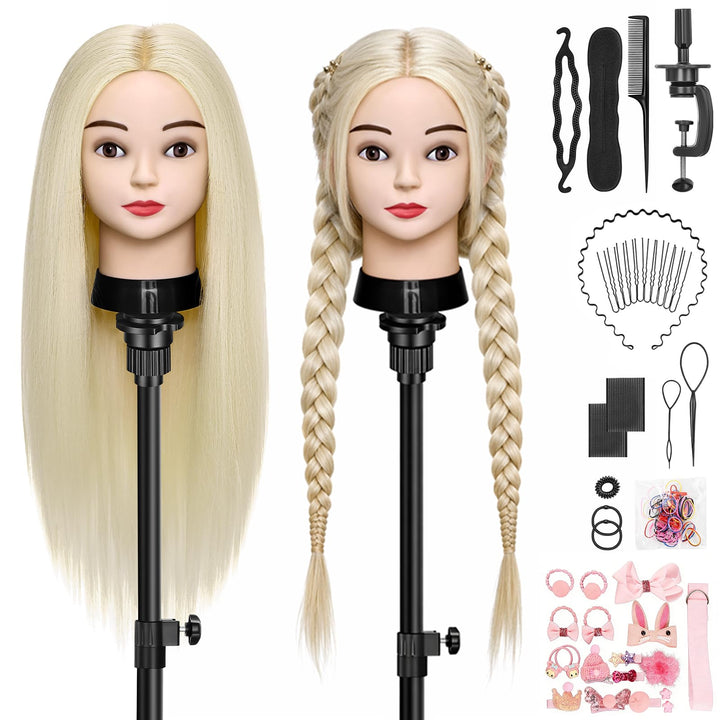 TwoWin Trainingsköpfe 70% Echtes Haar Blond Kosmetologie Puppe Kopf Friseur Training Modell Mannequi