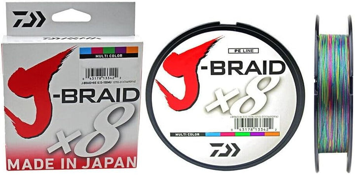 Daiwa J-Braid X8, 0.16mm, 9.0kg / 20.0lbs, 300m, multicolour, rund geflochtene Angelschnur