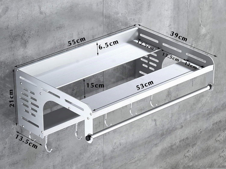 Uziqueif Halterung Mikrowellen Mit 10 Haken Und 2 Ablagen Mikrowellenhalter Ablage Halter Microwelle