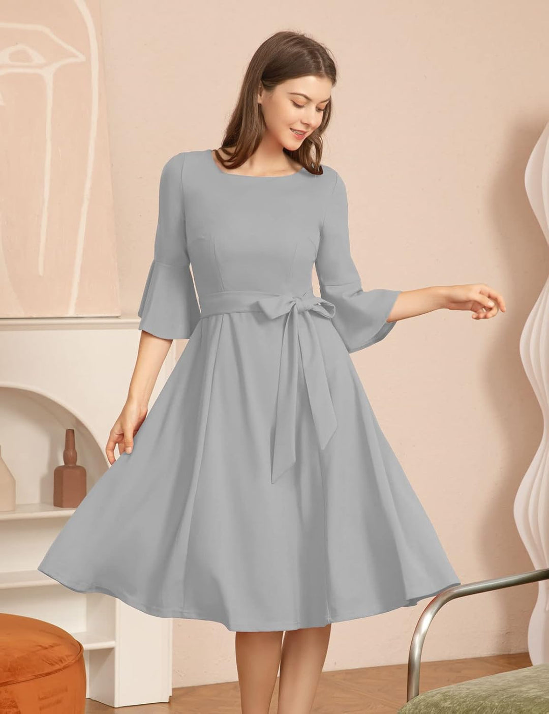 Homrain Glitzer Kleid Damen elegant Langarm Winterkleider Festliche Kleider mit Pailletten Party Coc