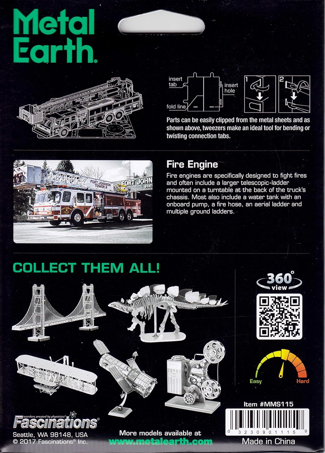 Metal Earth Fascinations Metallbausätze - Feuerwehrauto Löschfahrzeug Fire Truck, lasergeschnittener