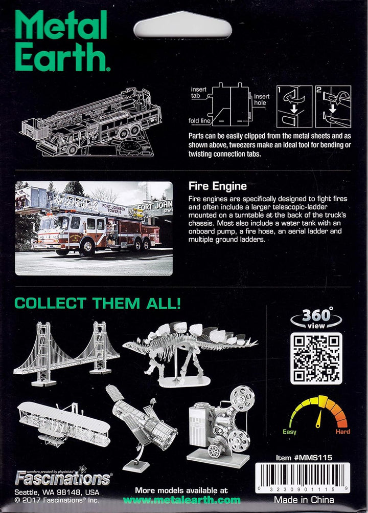 Metal Earth Fascinations Metallbausätze - Feuerwehrauto Löschfahrzeug Fire Truck, lasergeschnittener