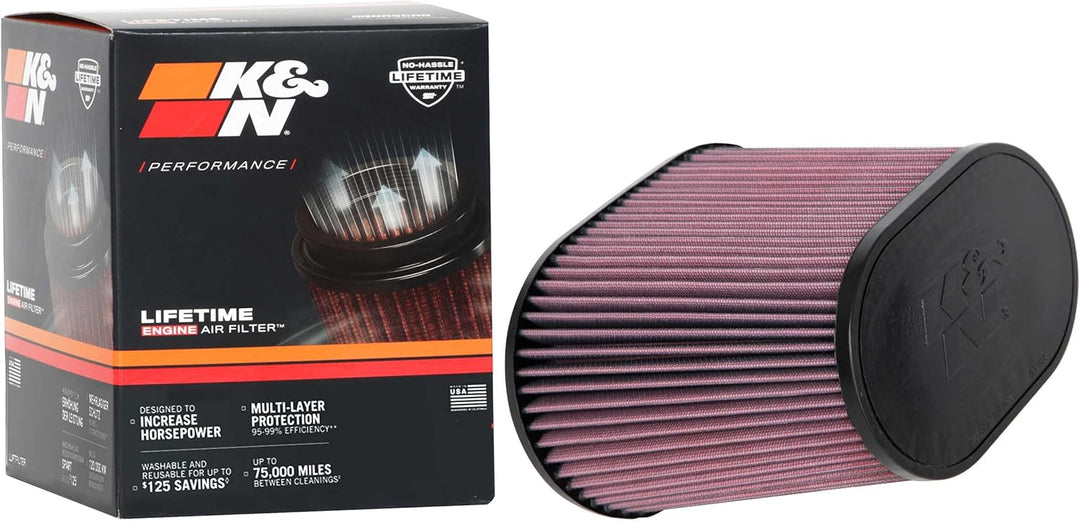 K&N universal Oval/Konisch Filter 102mm Anschluss, 229mm x 146mm Untendiameter, 178mm x 114mm Obendi