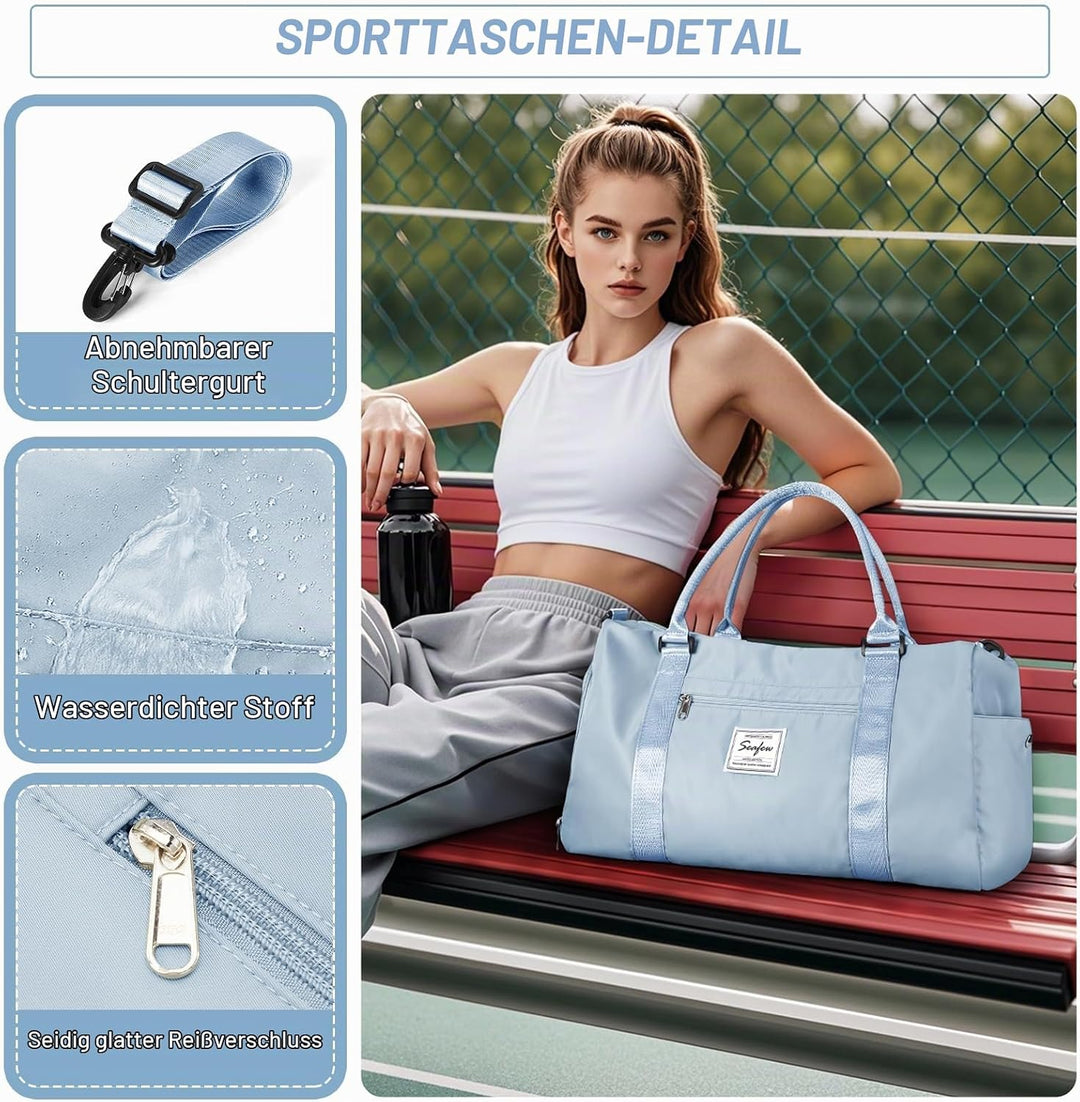 HYC00 Sport Duffel Bag Damen,Handgepäck 45x36x20 für Ryanair Cabin Bags Sporttasche mit Nassfach &amp; S