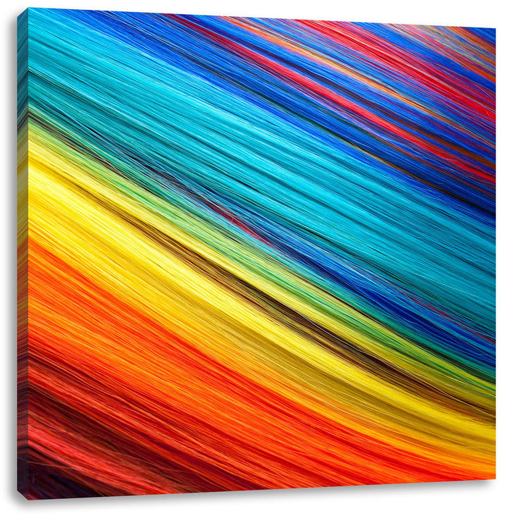 Bunte Streifen, Format: 70x70 auf Leinwand, XXL riesige Bilder fertig gerahmt mit Keilrahmen, Kunstd