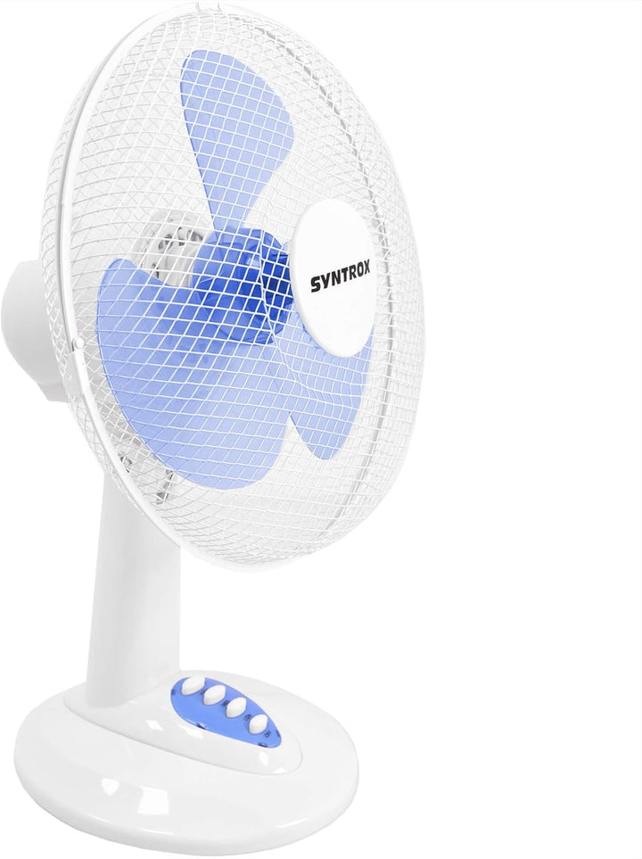 Syntrox Germany TVT-33W-WB 12" 35 cm Tischventilator mit 3 Geschwindigkeiten, Oszillation Windmaschi