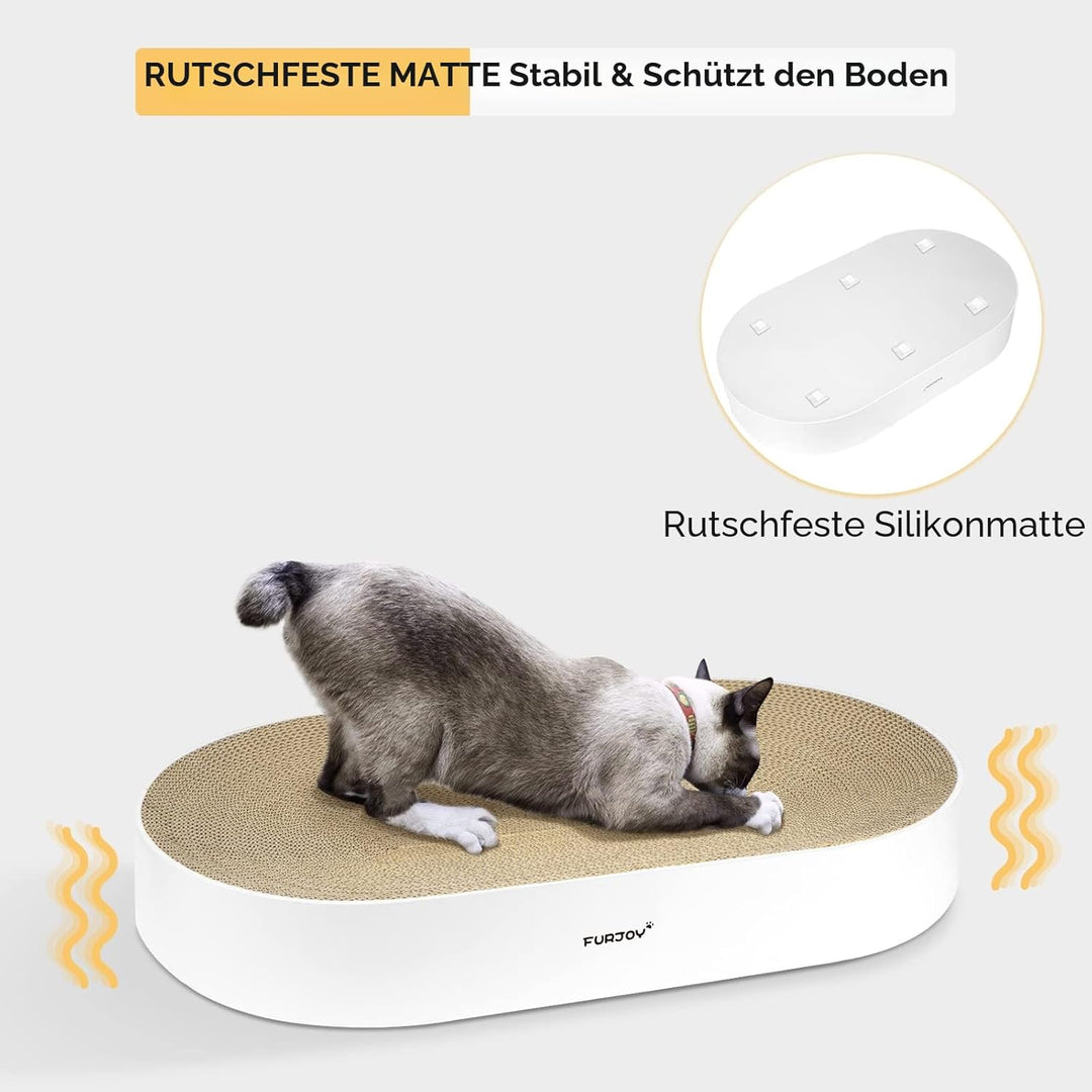 Katzen Kratzbrett, 63 x 35 x 10 cm, Ovale Kratzmöbel, Kratzmatte, Lounge, Kratzschale für Katzen mit