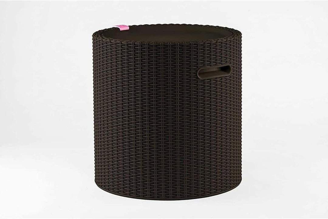Keter 17200045 Kühlbox/Beistelltisch Cool Stool, Rattanoptik, Kunststoff, braun