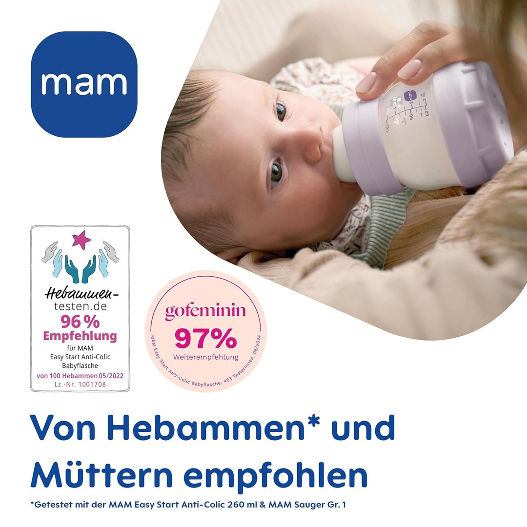 MAM Easy Start Anti-Colic Neugeborenen-Set | 0+ Mon | Babyflaschen Geschenk-Set | 94% Akzeptanz | 96
