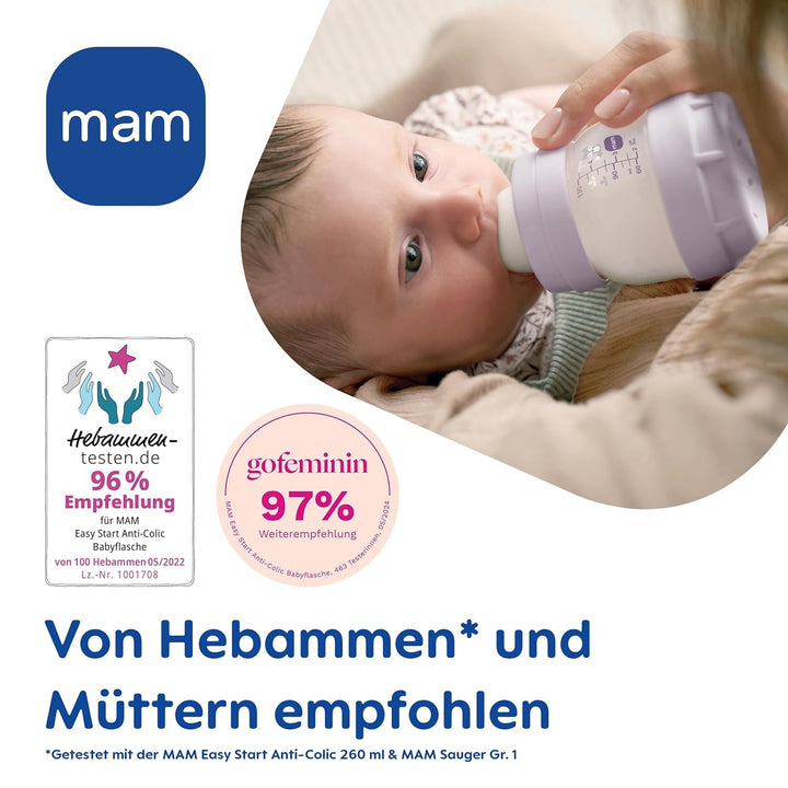 MAM Easy Start Anti-Colic Neugeborenen-Set | 0+ Mon | Babyflaschen Geschenk-Set | 94% Akzeptanz | 96