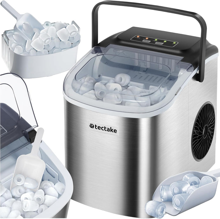 tectake® Eiswürfelmaschine, Ice Maker, 2,1l Volumen, Eiswürfelbereiter, Maschine bereitet 9 Würfel i