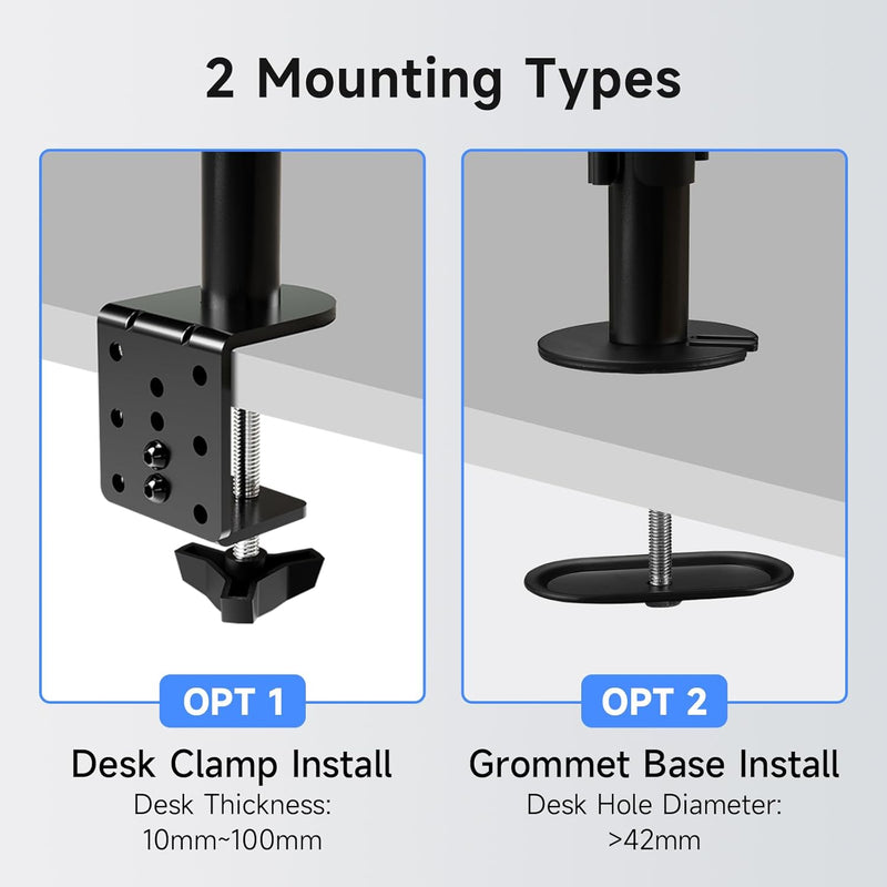 suptek Monitor Arm mit Laptop Halterung Volleinstellbar für 13"-27" Bildschirme Volleinstellbar (40c