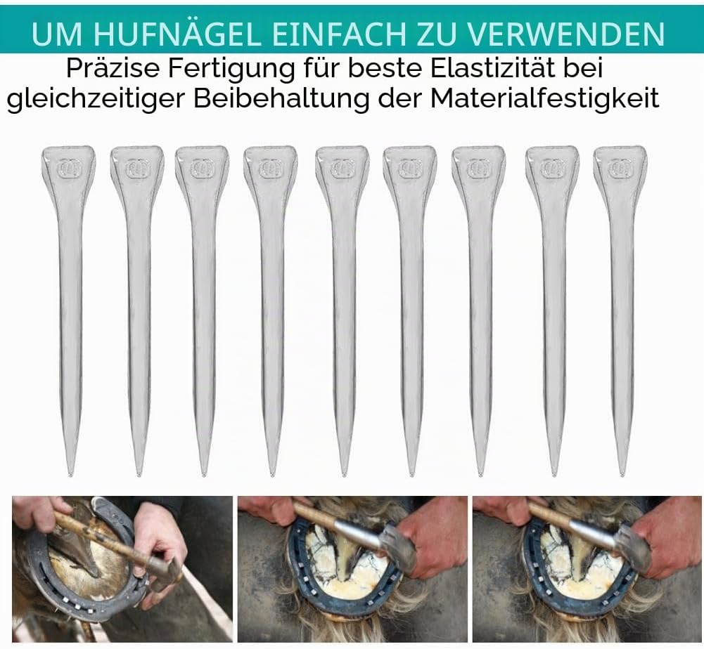 Nikou Hufeisennagel - 250PCS E6 hochfester Stahlhufzapfen Sicheres festes Werkzeugzubehör für Pferde