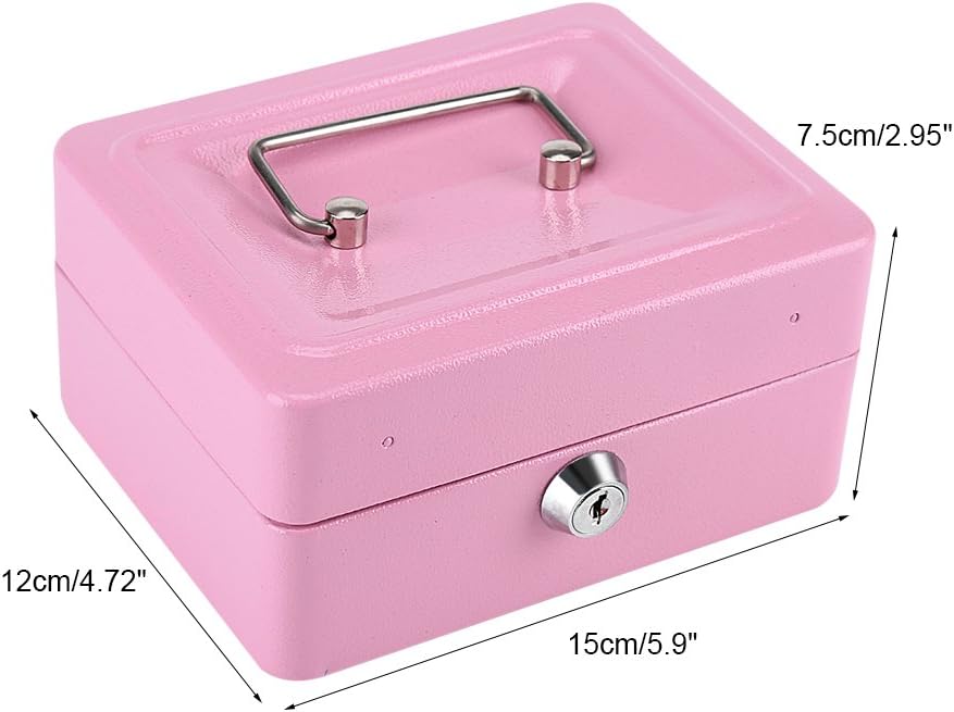 Feuerfeste wasserdichte Box mit Schlüsselschloss, Tragbare Mini Tragbarer Safe Stahl Petty Abschlies